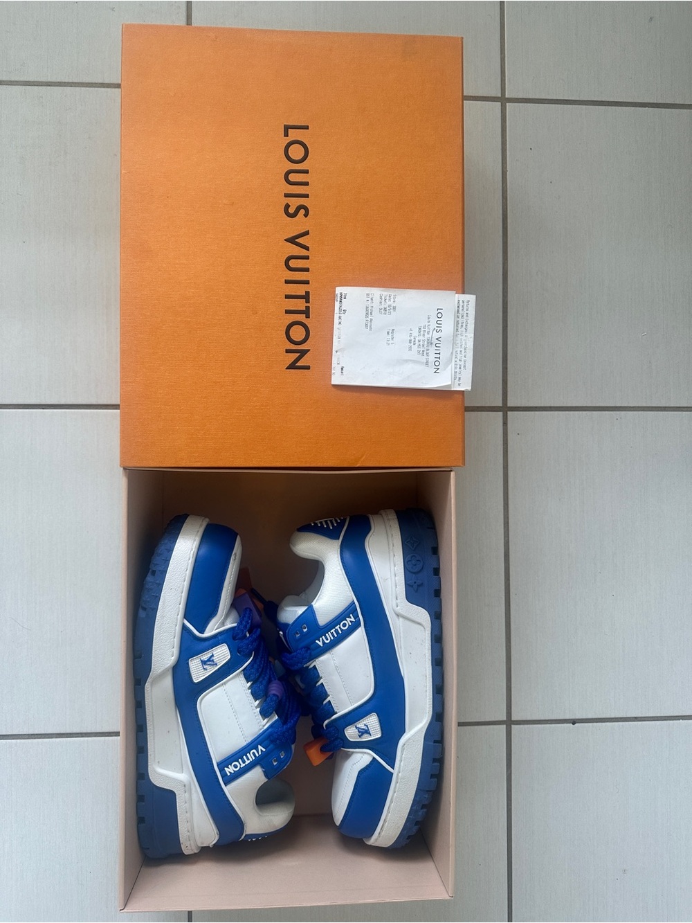 Louis Vuitton Blue and White Low-Top Sneakers